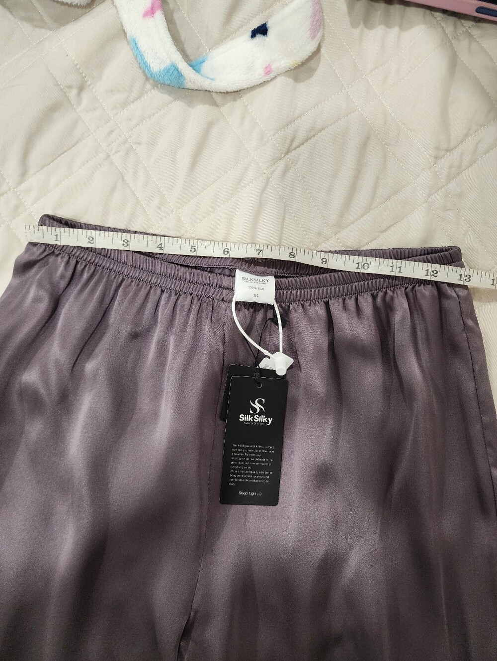 NWT SilkSilky 100% Silk Sleep Pants Cropped XS Purple Mauve Lounge Bottoms - Picture 5 of 16